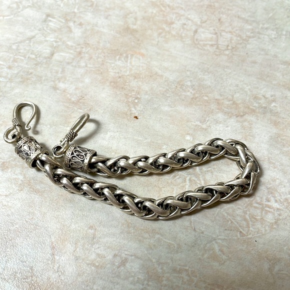 Vintage Antique Sterling Silver Nordic Viking Chain Bracelet Thick 33 Grams - Picture 4 of 5